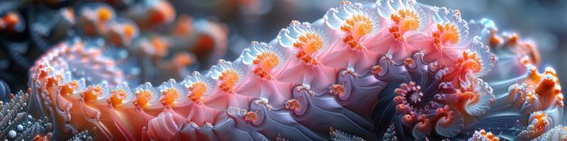 A detailed view of a bright jellyfish swimming in the sea photo