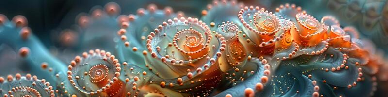 Computer image of a coral reef with swirls and bubbles photo