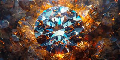 An intricate display of a central diamond encircled by several others photo