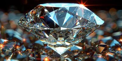 A large diamond sits atop a cluster of smaller diamonds, gleaming in the light photo