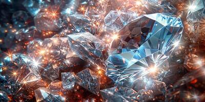 Detailed view of single diamond surrounded by other diamonds photo