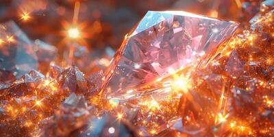 A large diamond is encircled by many smaller diamonds photo