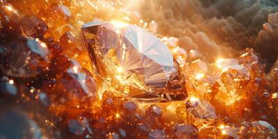 A large diamond is surrounded by smaller diamonds, creating a dazzling display photo