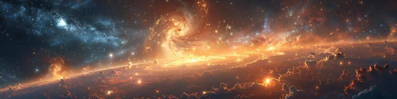 An artists interpretation of a spiral galaxy within the vast universe photo