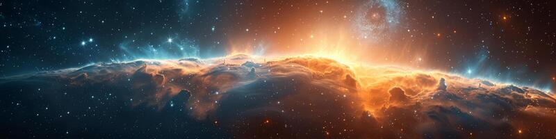 A vast expanse filled with stars and clouds in the depths of a galaxy photo