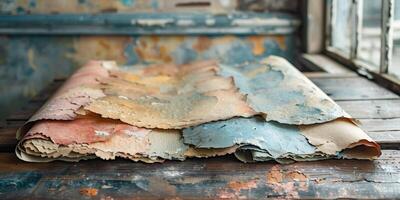 A piece of paper is placed on a wooden table near a window photo