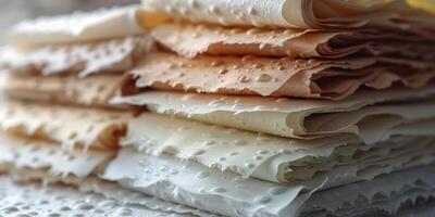 Pages soaked in water droplets, arranged in a pile photo