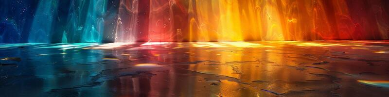 Colorful waterfall reflected in water, forming beautiful natural landscape photo
