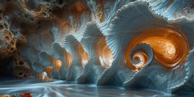 An illustration of a cave featuring a central spiral design photo