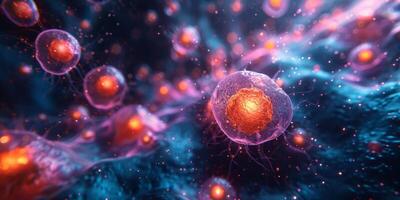 Digital visualization of a cell and its neighboring cells in a simulation photo