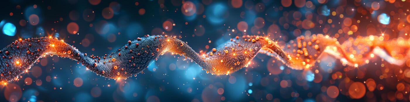 Computer generated image of particles on blue and orange background photo