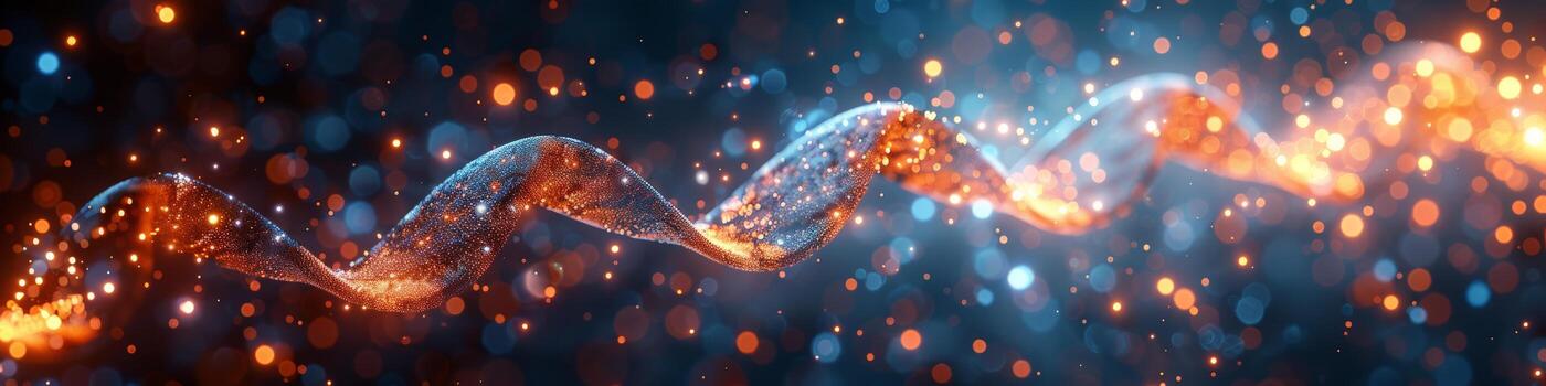 Computer generated image of particles wave on dark background photo