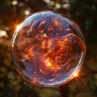 Glass sphere with galaxy, space, astronomy, science, wonder photo
