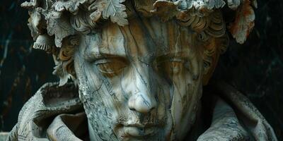 A statue depicting a man adorned with a wreath on his head photo