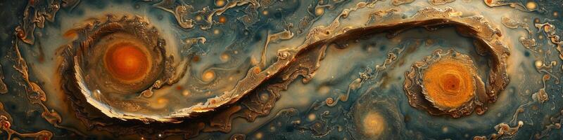 The image resembles a painting of a galaxy, featuring a swirling center photo