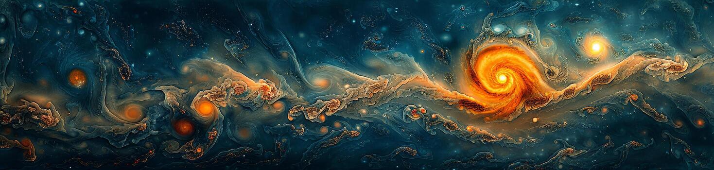 The scene resembles a beautiful painting of a galaxy floating in outer space photo
