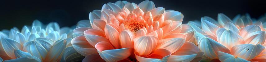 A detailed view of a flower against a dark backdrop photo
