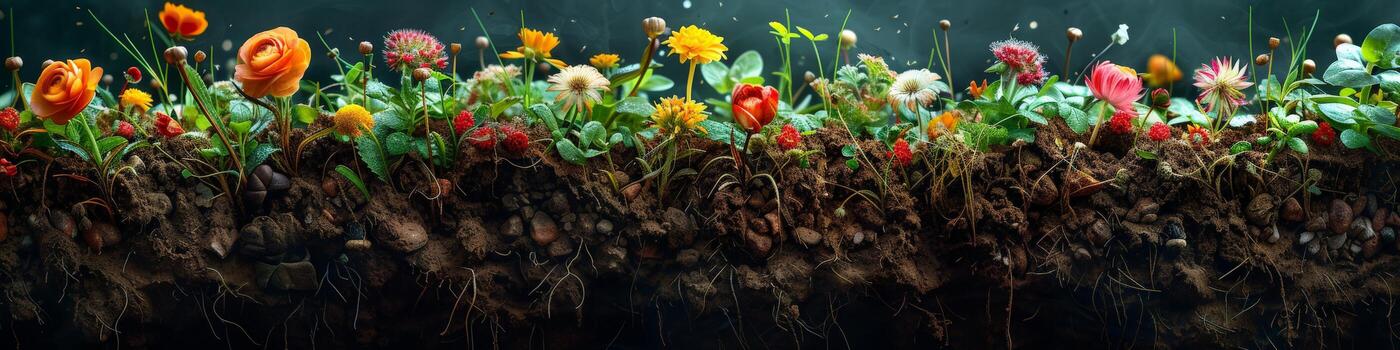 un hermosa grupo de flores es comenzando a crecer desde el suelo foto