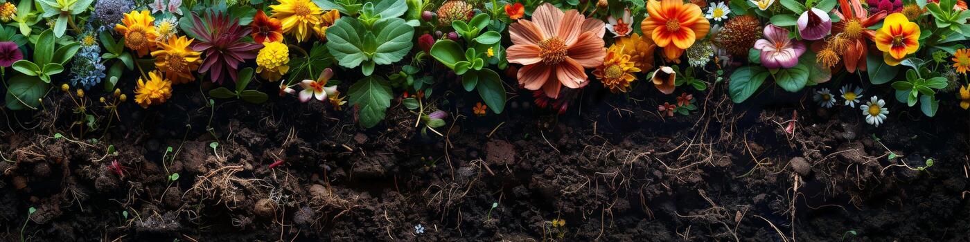 floraciones de flores surgir desde el tierra creando un hermosa racimo foto