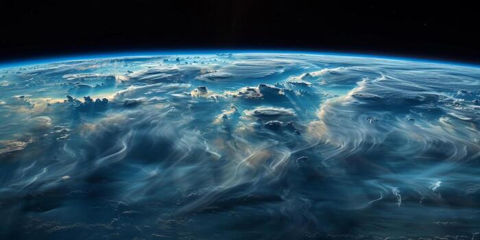 An artists impression of planet Earth as viewed from outer space photo