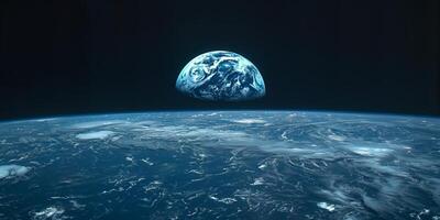 A magnificent view of the Earth as seen from space during the night photo