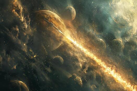 An image of a galaxy with many bright stars in the cosmic expanse photo