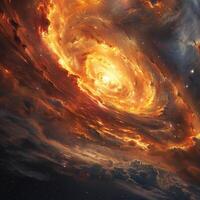 An artists depiction of a spiral galaxy floating in space photo