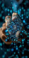 In their hand, a person is holding a digital padlock photo