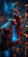 A closeup image showing a persons hand touching a circuit board photo