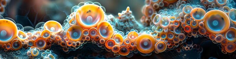 A group of bubbles drifts in the water, creating a serene scene photo
