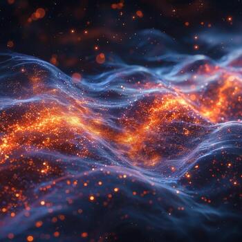 A computer generated image showing a luminous wave in darkness photo