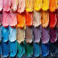 Different colored paints stacked on top of each other photo