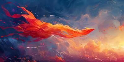 The image depicts a dragon flying through a cloudy sky in pixel art style photo