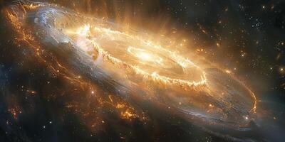 A galaxy full of numerous stars, often seen as a spiral in shape photo