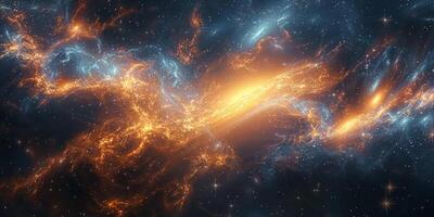 A computer generated image of a galaxy floating in the vast expanse of space photo