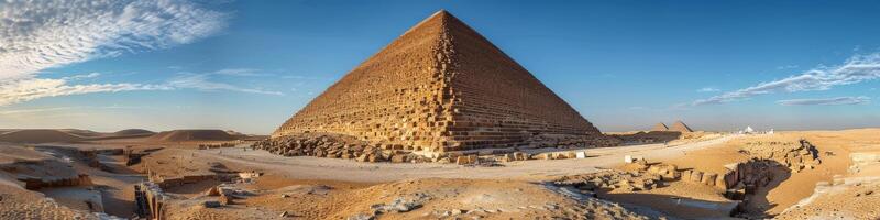 Majestic pyramid in vast desert, invoking mystery and wonder photo