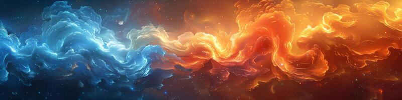 A computer generated image displays a blue and orange swirl in outer space photo