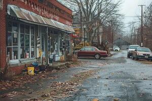 In front of a store that reads coca cola, there is a red car parked photo