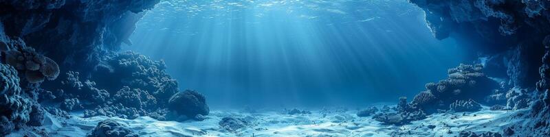 The sun is shining through the bubbles in the ocean, creating a beautiful sight photo
