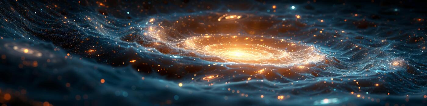 Computergenerated galaxy image with water, atmosphere, sky, and science photo