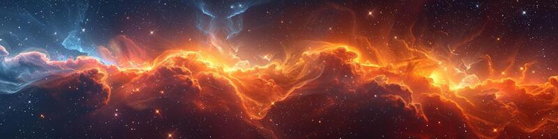 Computergenerated image fiery and icy galaxy among stars in space photo