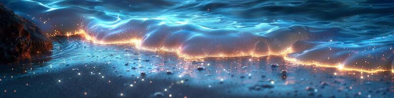 A computergenerated image of a wave in the ocean with sparks photo