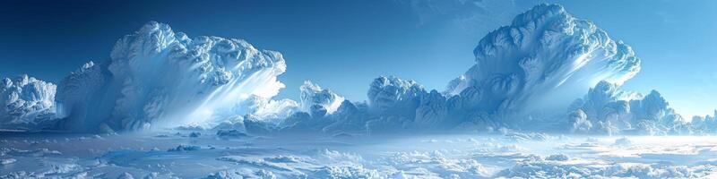 Computer generated image of a cloudy sky and mountains photo