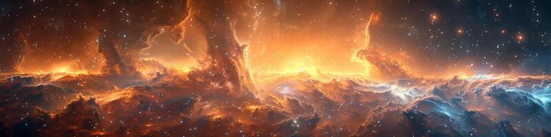 Breathtaking galaxy view with stars and clouds in sky afterglow photo