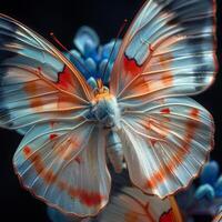 A detailed view of a butterfly perched on a blooming flower photo