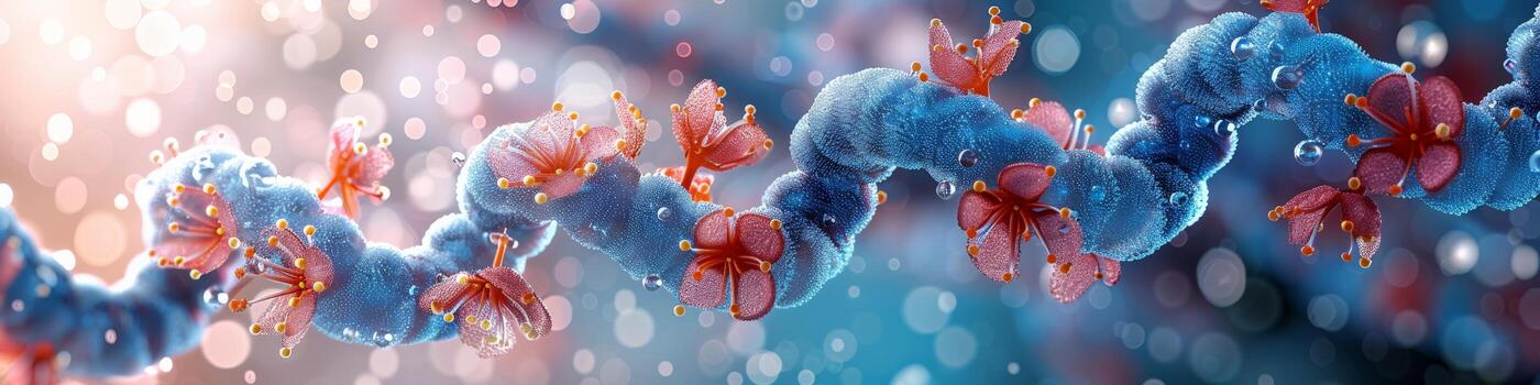 A computer generated image of a molecule adorned with flowers photo