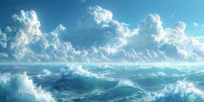 A vast expanse of water featuring rolling waves under a cloudy sky photo