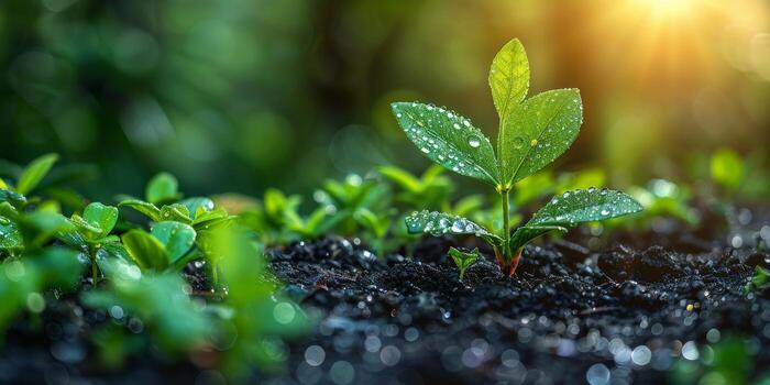 un pequeño planta es comenzando a crecer desde el suelo, quizás en un natural paisaje foto