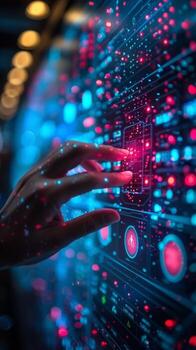 A person is using their finger to interact with a screen displaying content photo