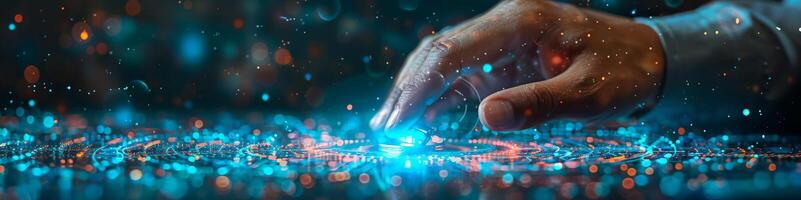 A close up image of a hand touching a digital screen photo